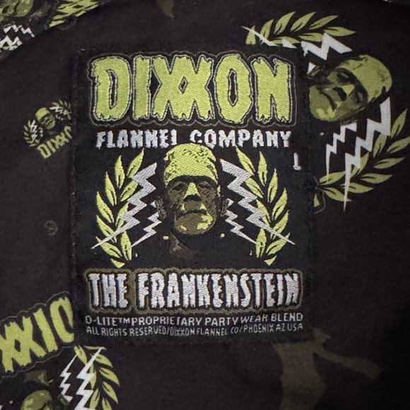 Dixxon Flannel "The Frankenstein" Size Large Horror Party Shirt Short Sleeve - Picture 6 of 10